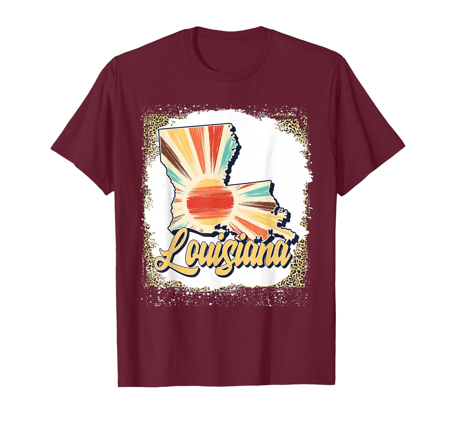 Vintage USA Louisiana State Map Flag Souvenir Men Women Kids T-Shirt