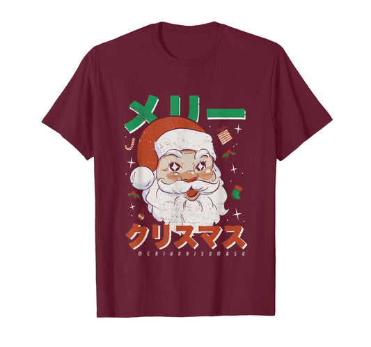 Retro Japan Otaku Japanese Vintage Santa Merry Christmas T-Shirt