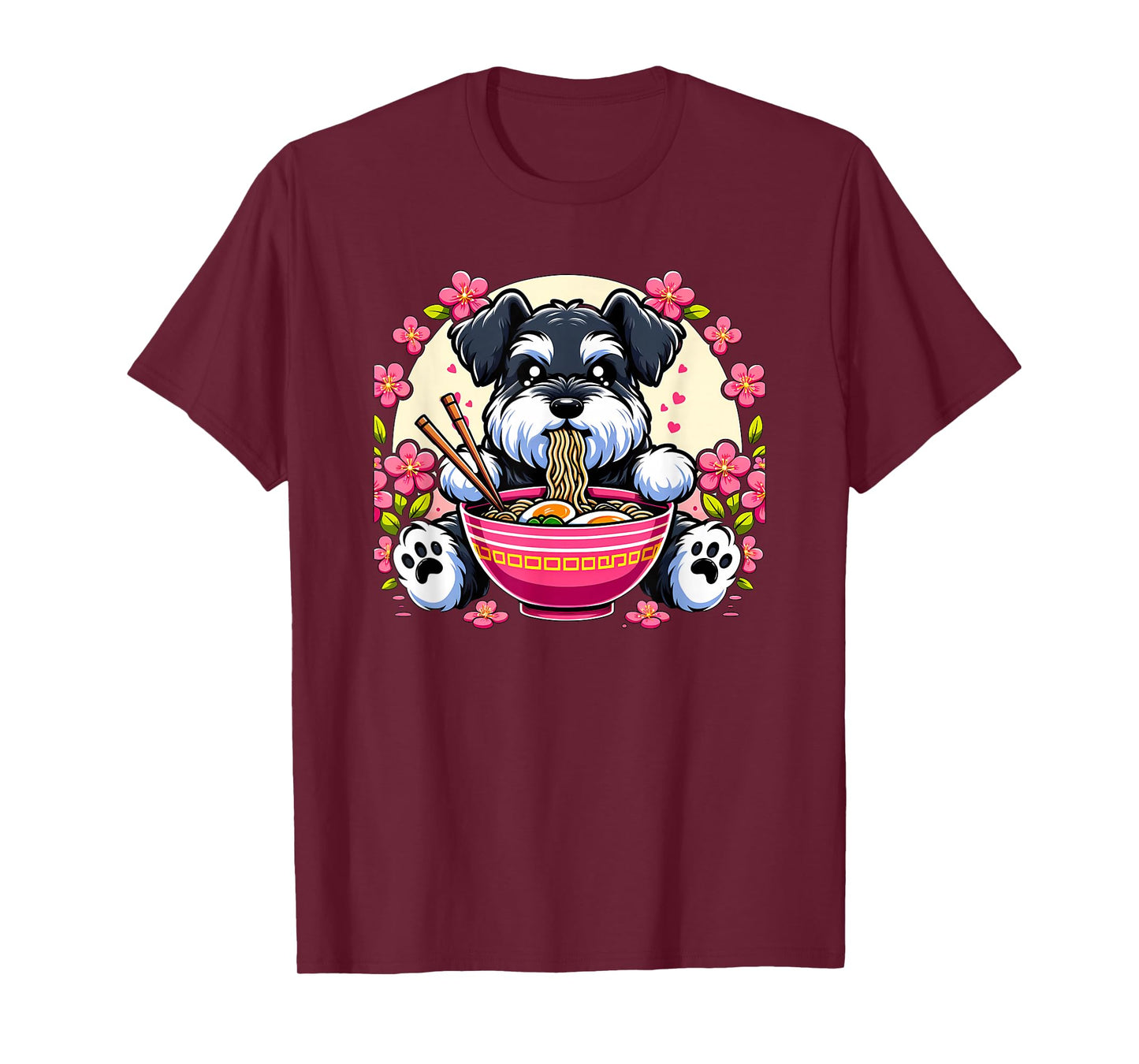 Kawaii Giant Schnauzer Dog Eating Ramen T-Shirt