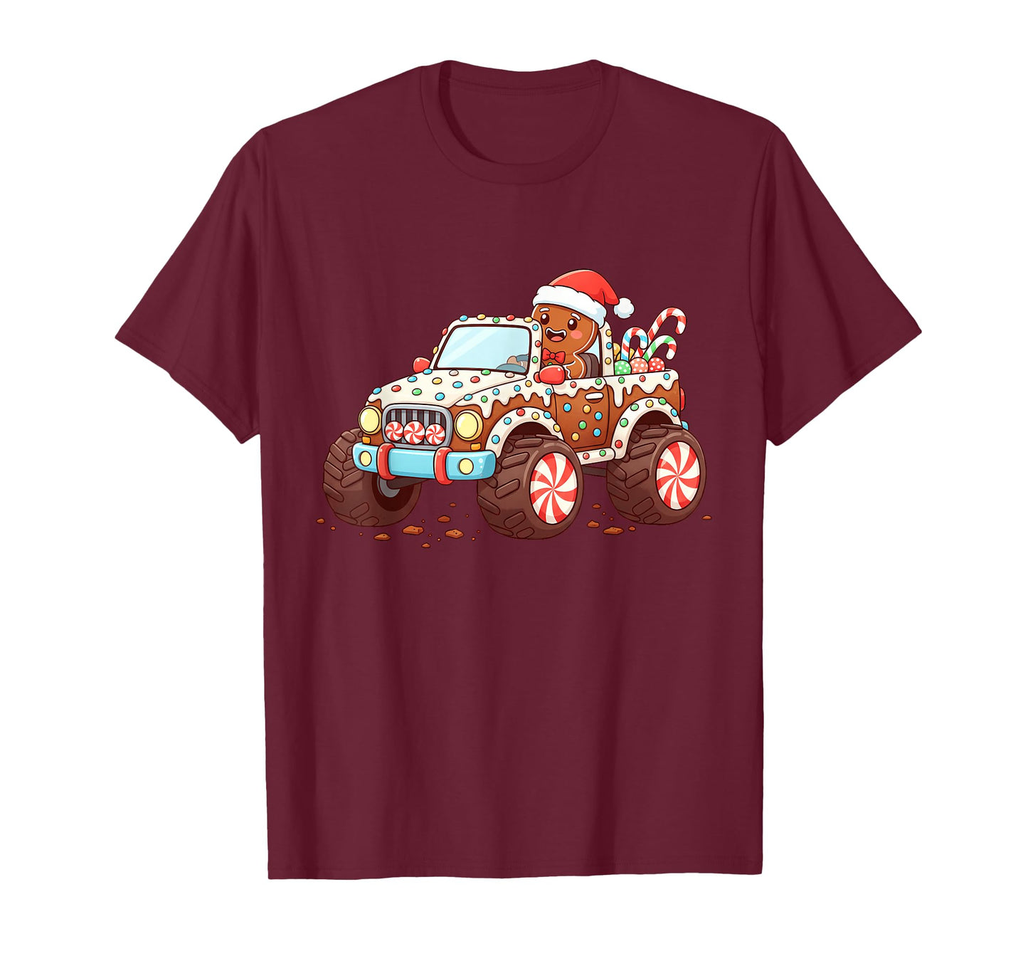 Gingerbread Xmas Candy Truck Funny Christmas Baking Kid Boys T-Shirt