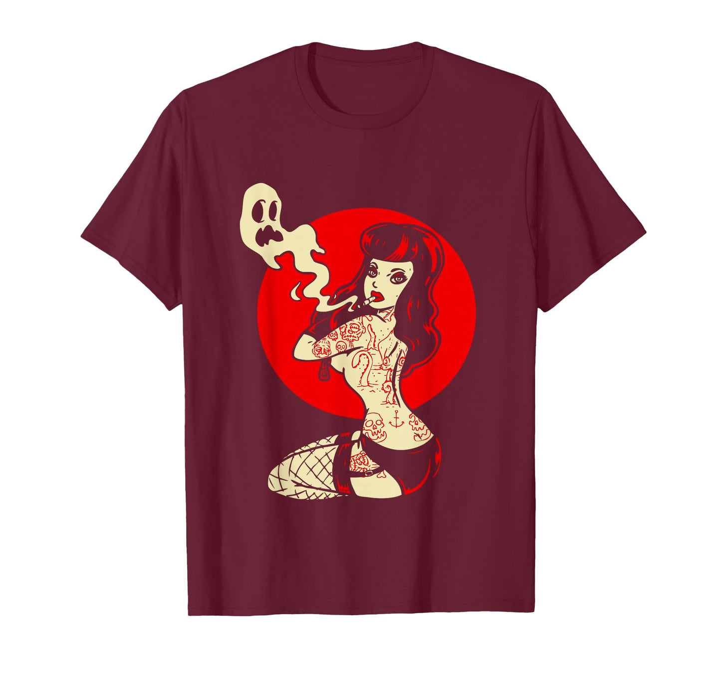 Horror Pinup Sexy Goth Girl Burlesque - Psychobilly Punk Art T-Shirt