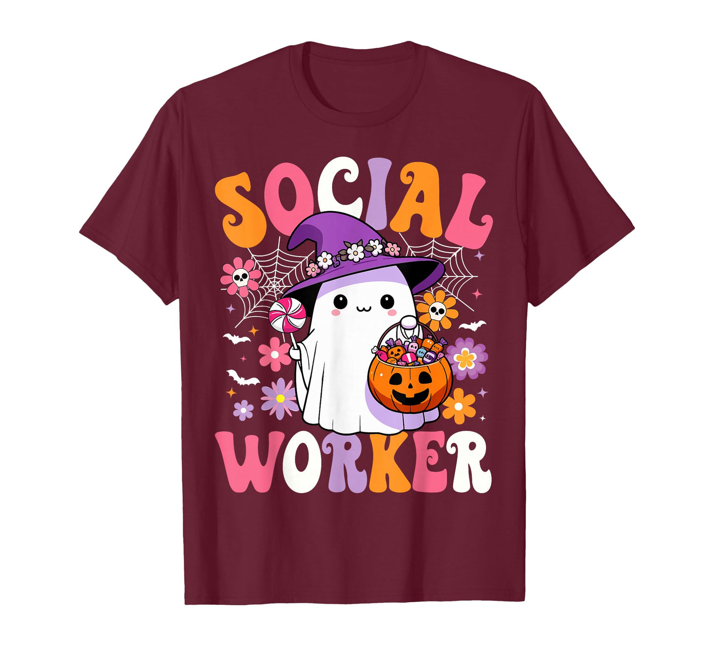Halloween Social Worker Ghost Cute Social Worker Halloween T-Shirt