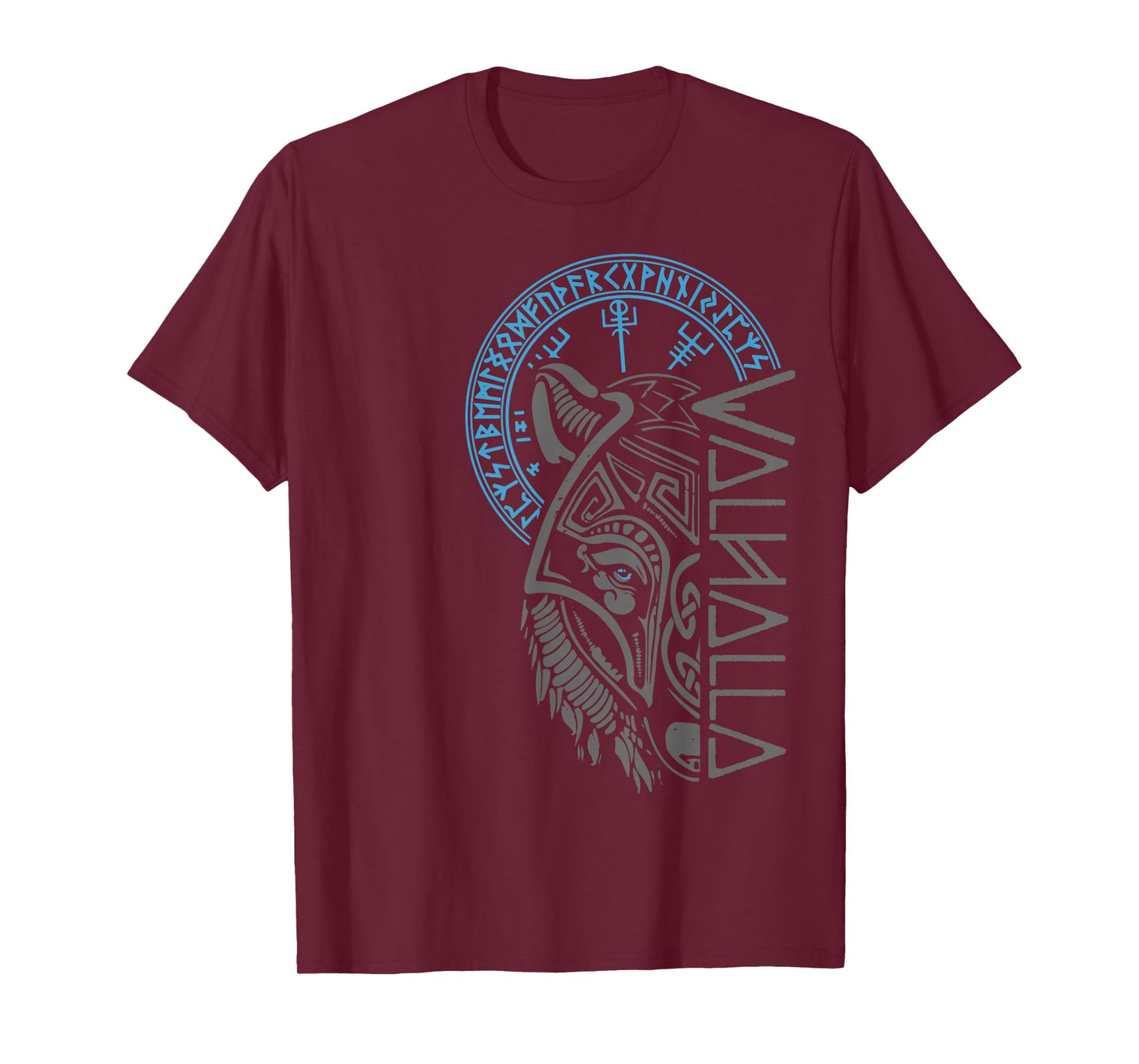 Valhalla Wolf Mask Odin Runes Norse Compass Viking T-Shirt