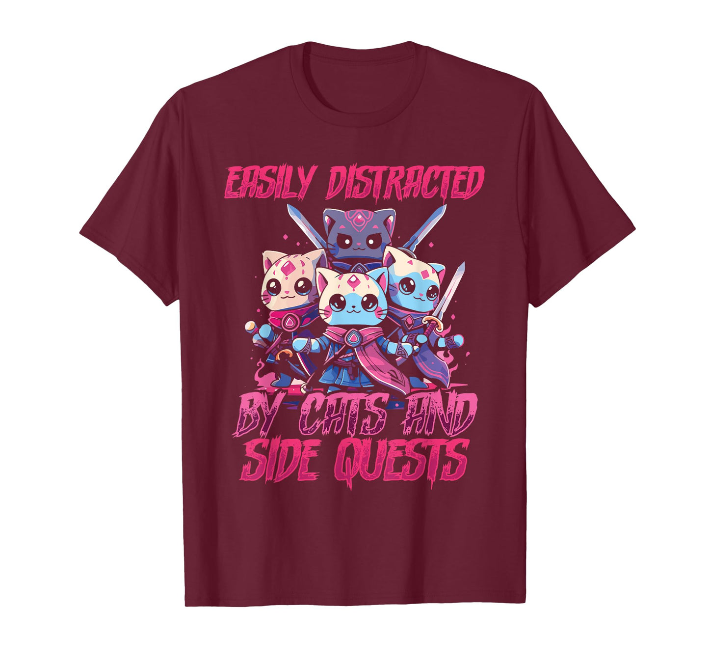 Rpg Gamer Cats Side Quest Distracted Nerdy Tabletop Fun Men T-Shirt