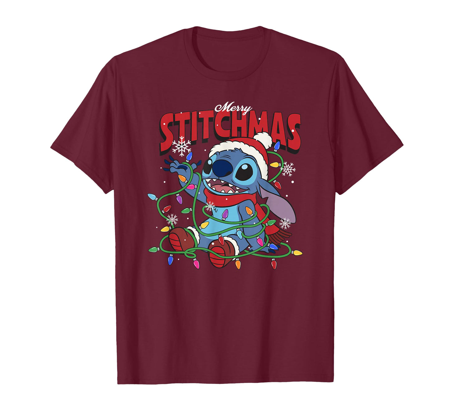 Disney Lilo & Stitch Merry Stitchmas Messy Christmas Lights T-Shirt