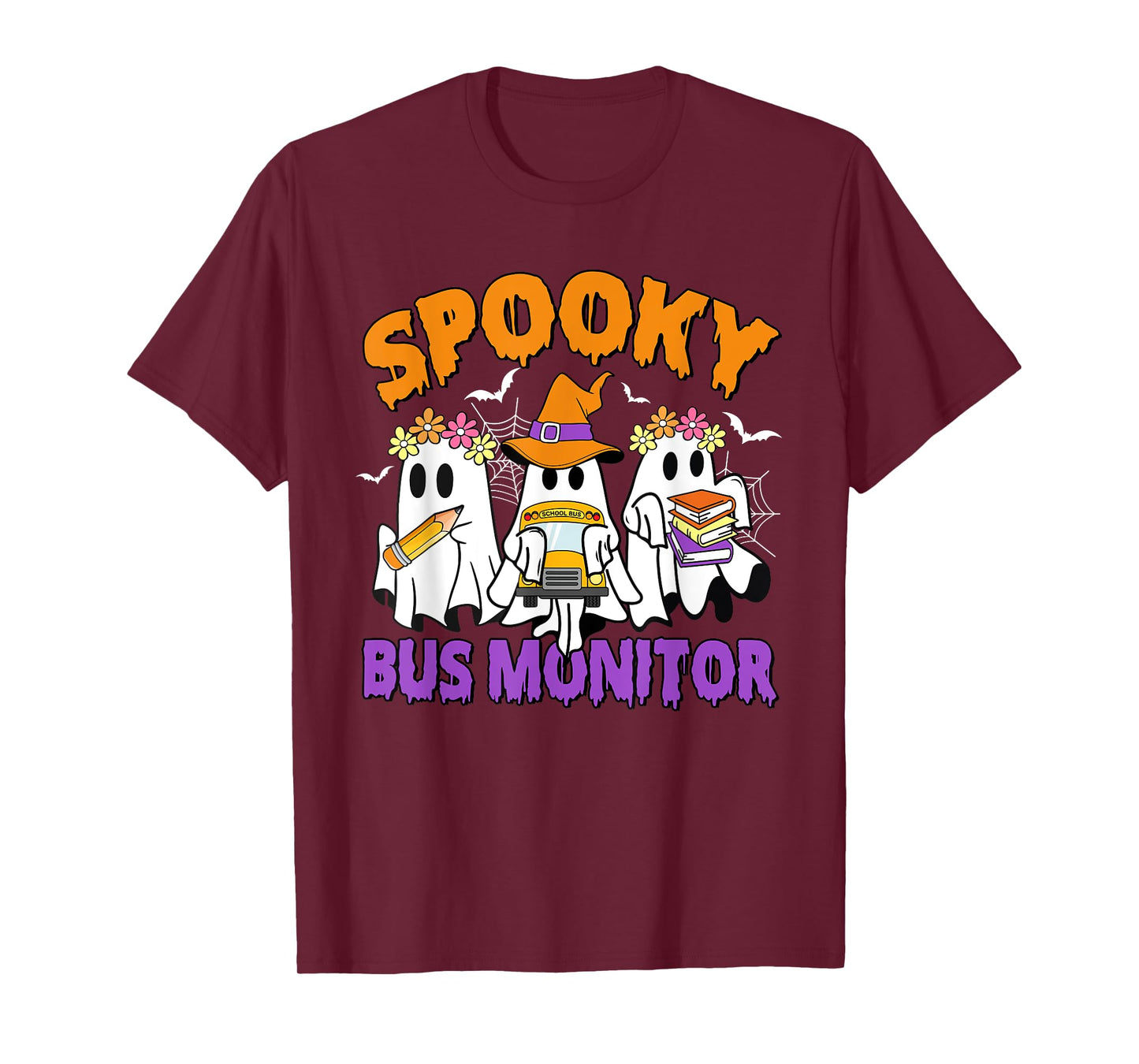 Spooky Bus Monitor Funny Ghost Halloween T-Shirt