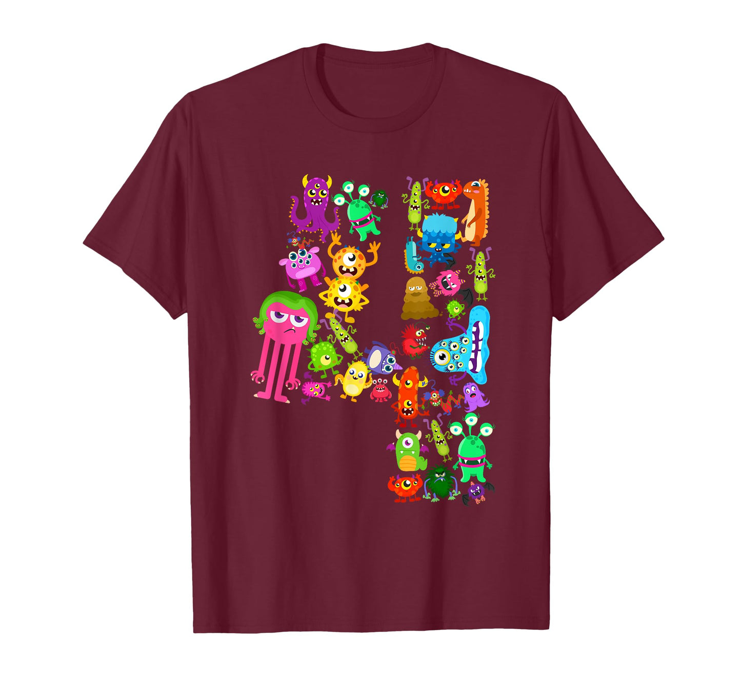 Little Monster 4 Four Years Kids 4th Birthday Party Monsters T-Shirt