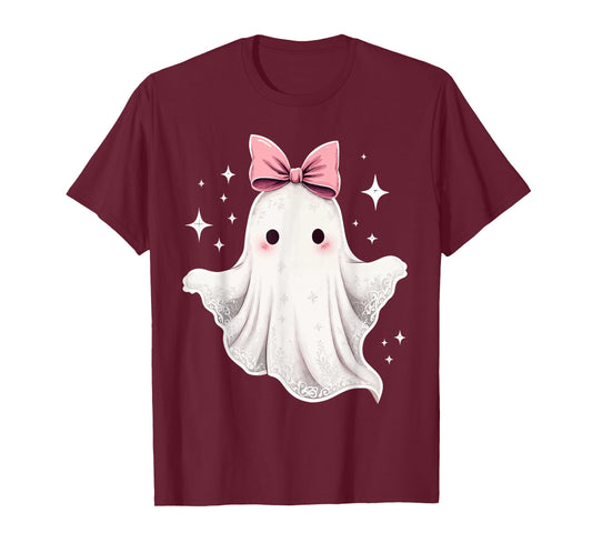 Ghost Coquette Bow Halloween Kawaii Girls Women Spooky T-Shirt