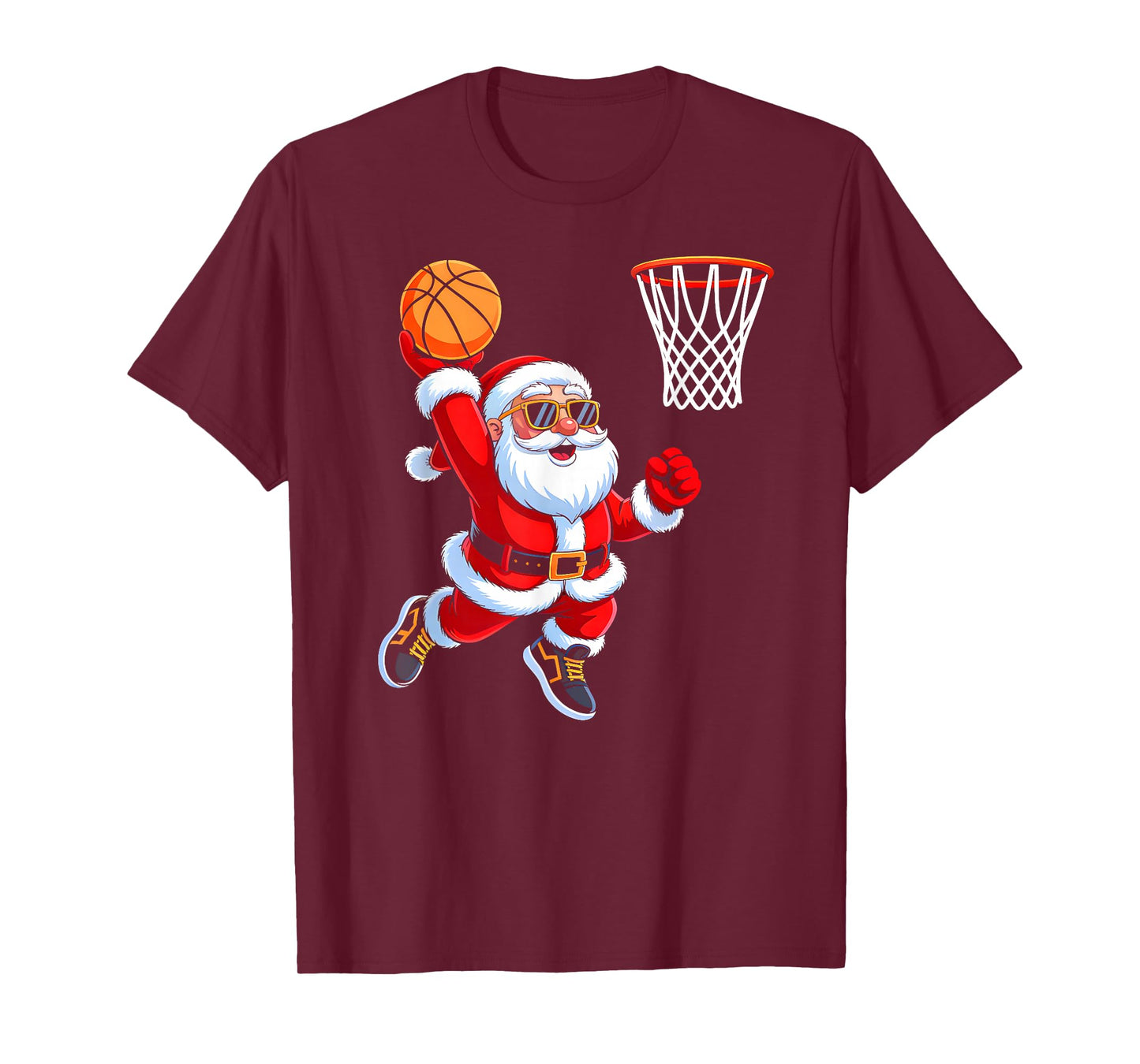 Christmas Santa Playing Basketball Boys Men Xmas Pajamas T-Shirt