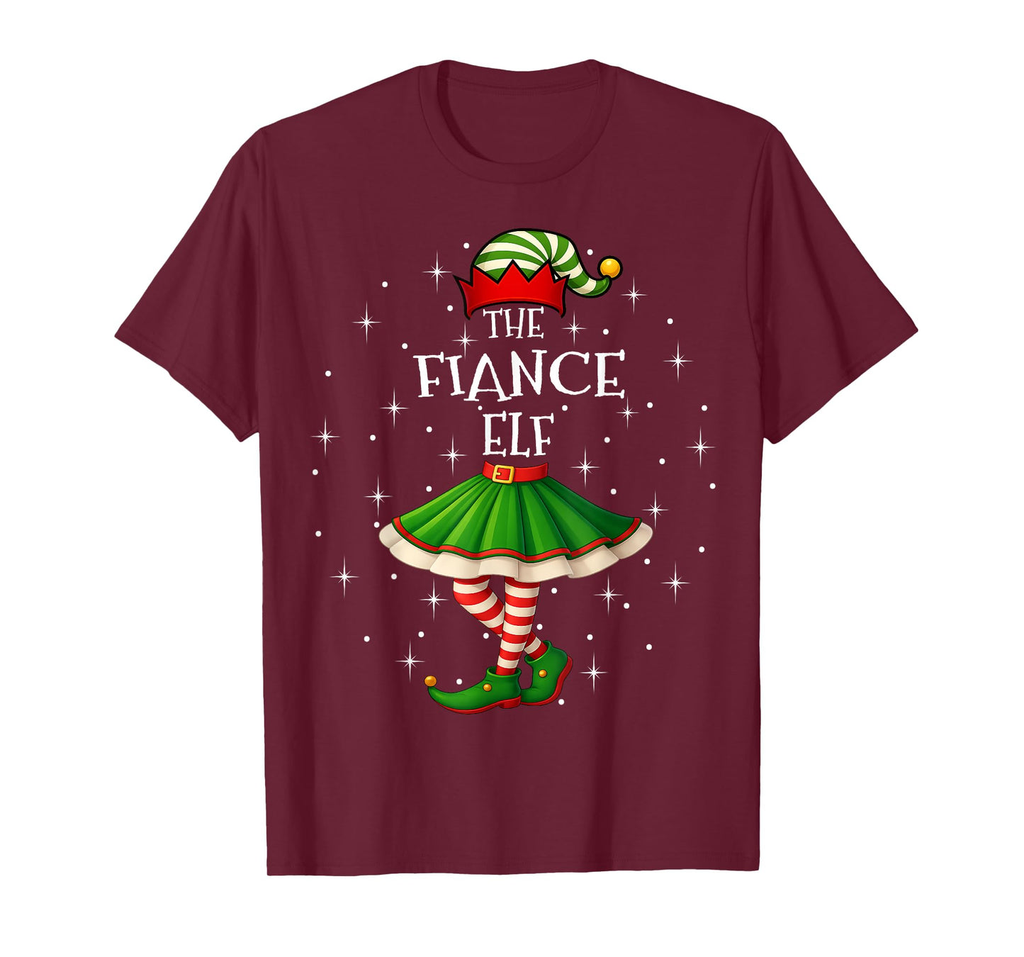 Fiance Elf Christmas Family Matching Women Girls Xmas Party T-Shirt