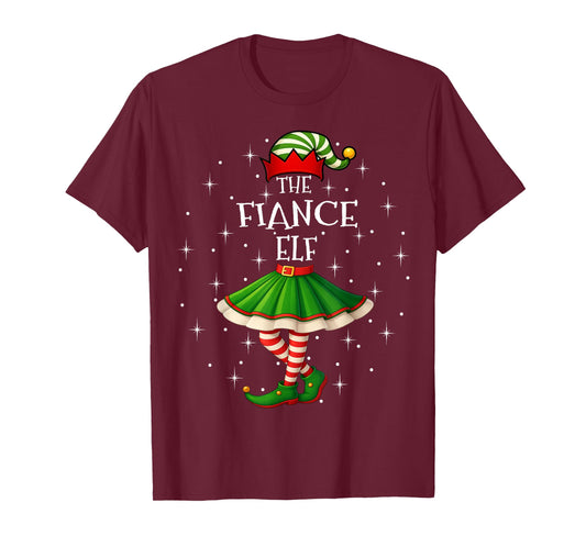 Fiance Elf Christmas Family Matching Women Girls Xmas Party T-Shirt