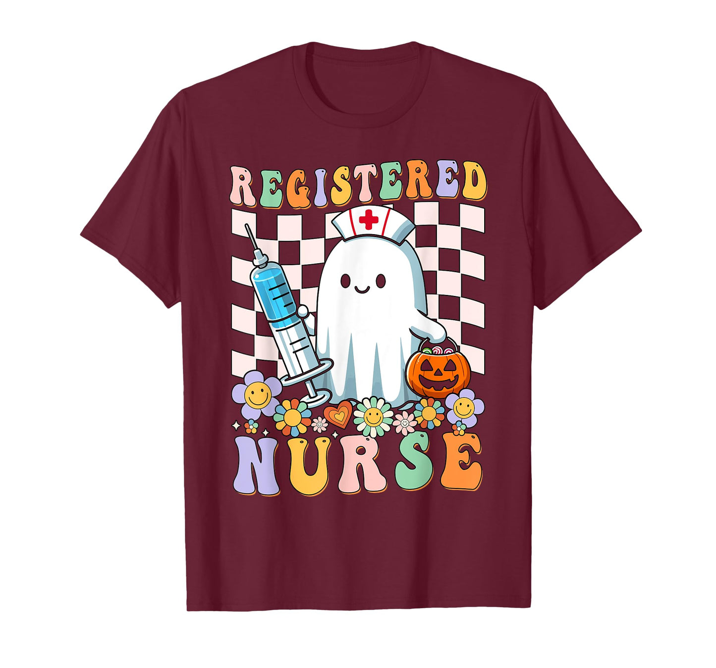 Registered Nurse Ghost RN Halloween Costume Stethoscope T-Shirt