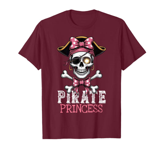 Skull Pirate Princess Crossbones Halloween for Kids Girls T-Shirt