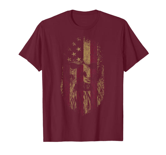 American Beard Skull Cool USA Flag With Punk Skeleton Skull T-Shirt