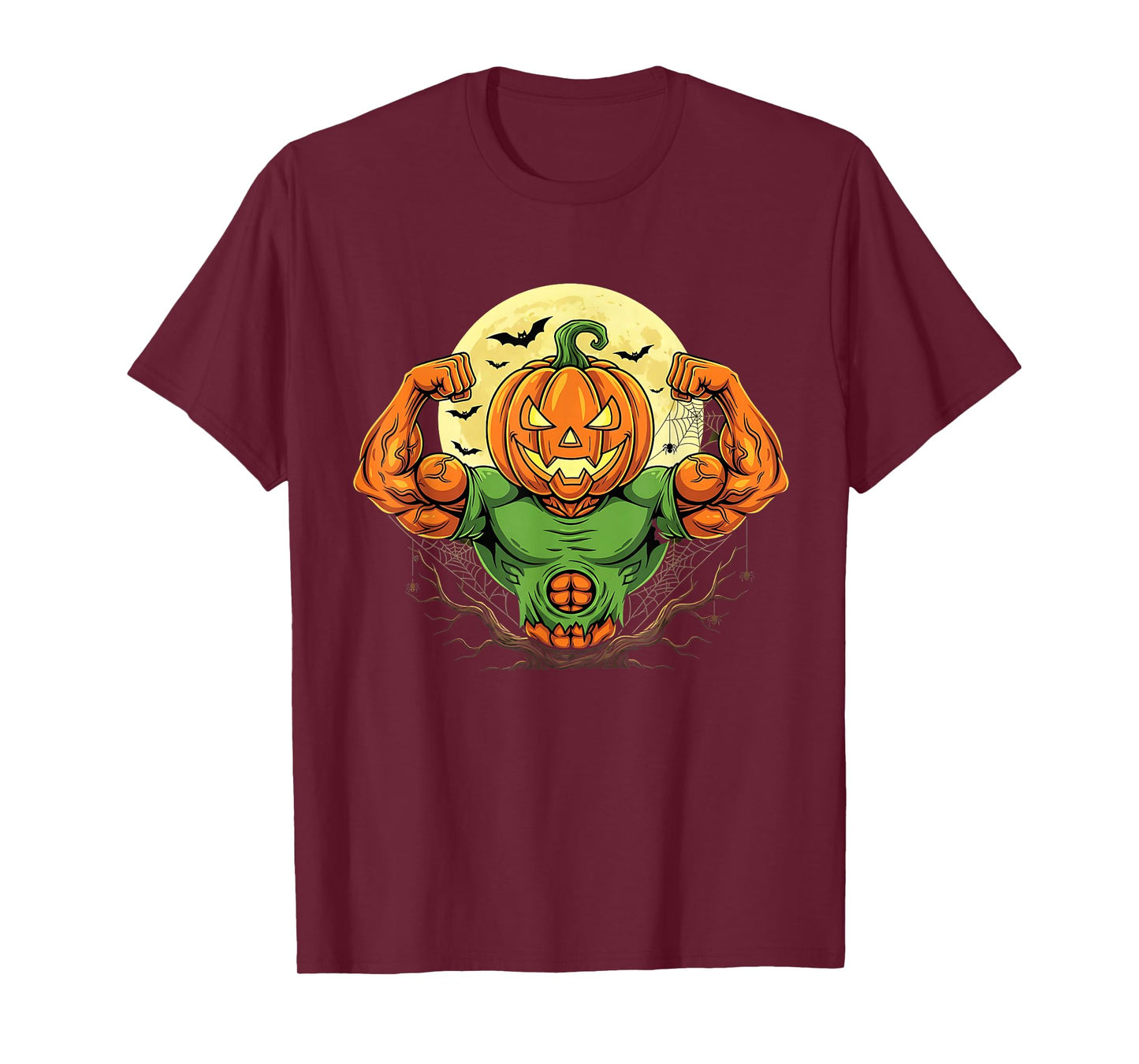 Jack O' Lantern Lifting Pumpkin Muscle Halloween Workout Gym T-Shirt