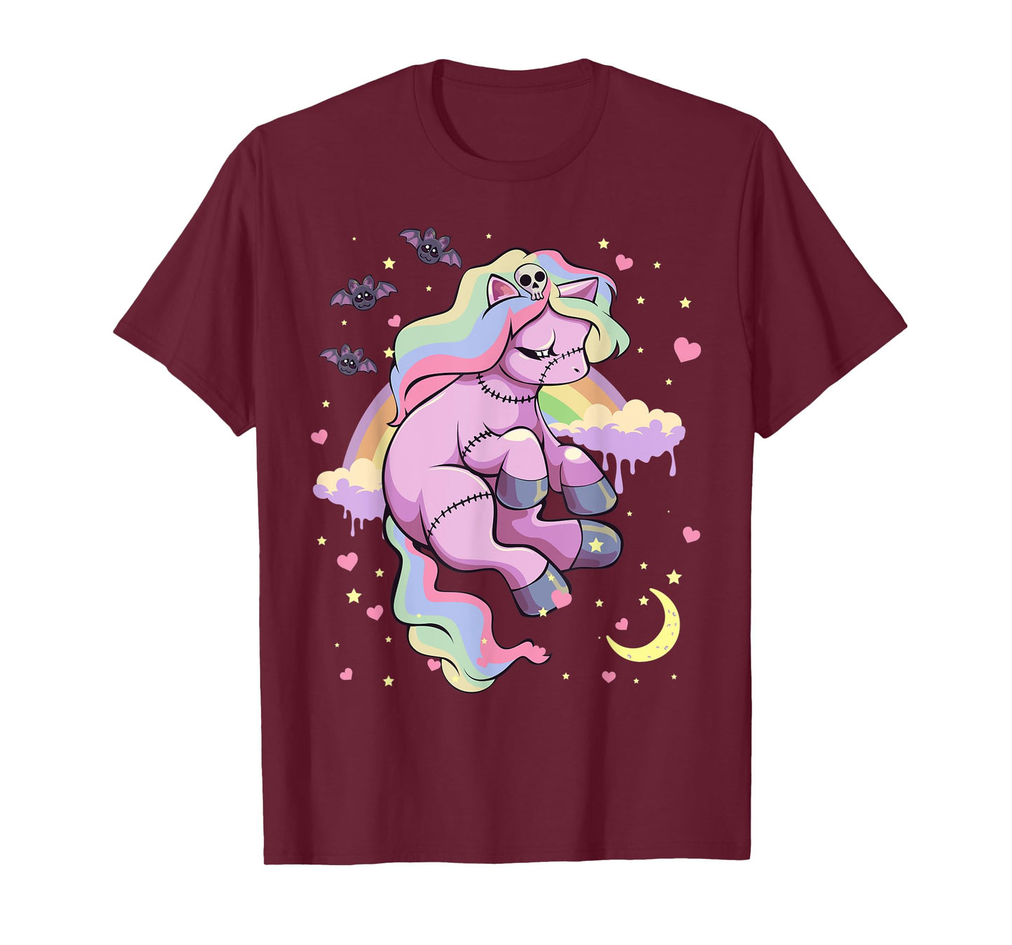 Pastel Goth Kawaii Sad Depressed Unicorn with Rainbow T-Shirt