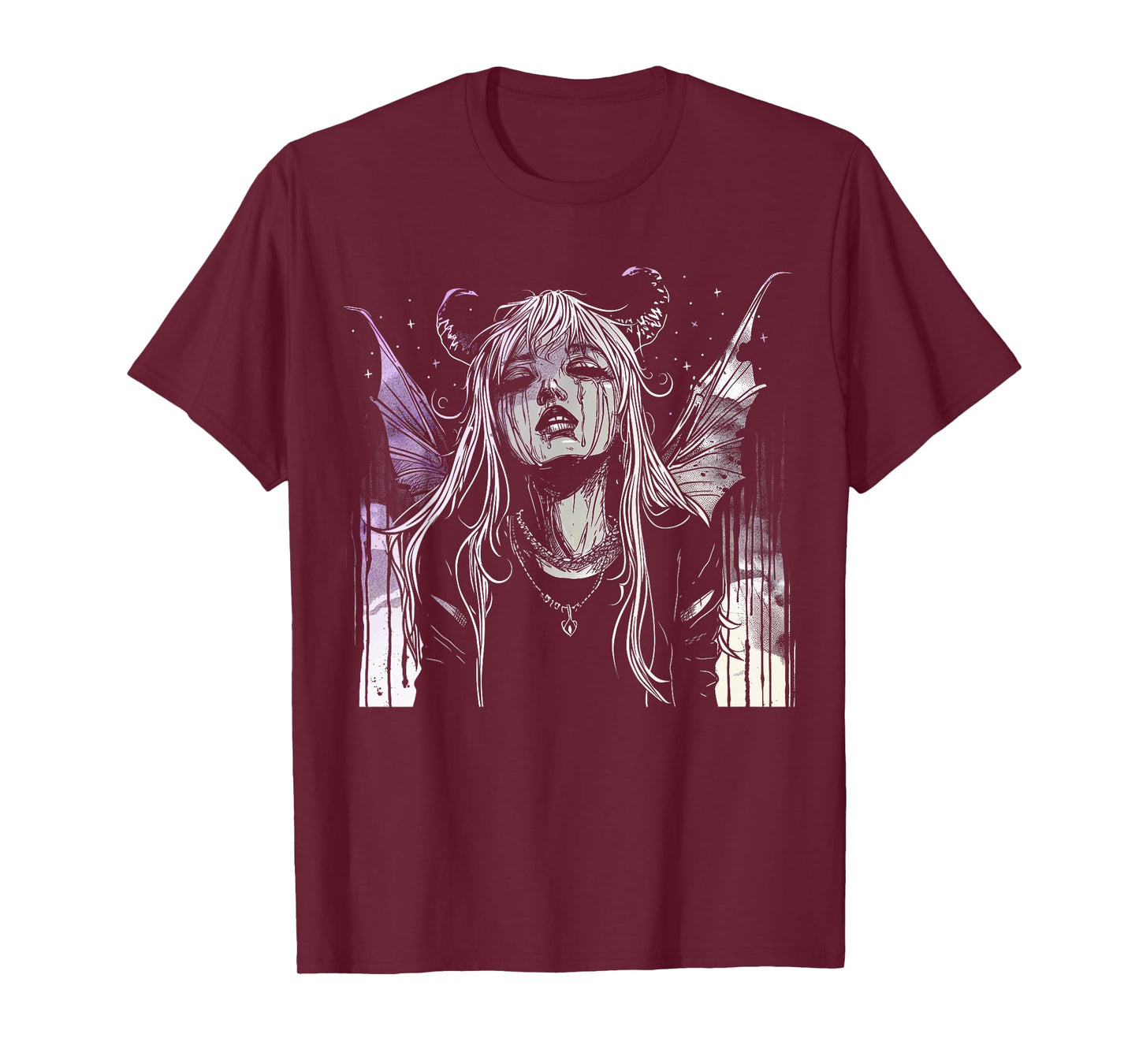 Goth Fairy Fairycore Horror Demon Girl Purple Alt Aesthetic T-Shirt