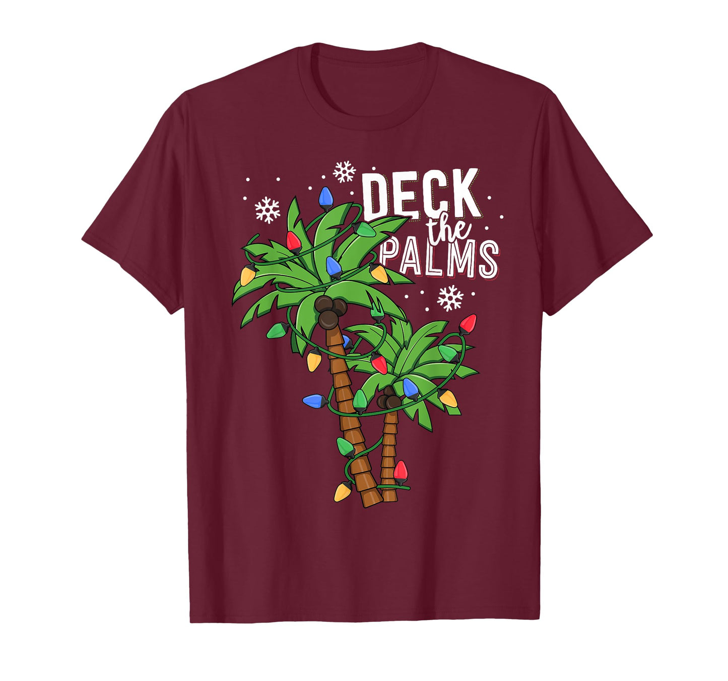 Deck The Palms Tropical Hawaii Christmas Palm Tree Lights T-Shirt
