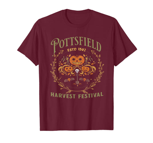 Pottsfield Harvest Festival Retro Vegetables T-Shirt - Black Halloween Unisex-Adults Short Sleeve Crew Neck T-Shirt - Small