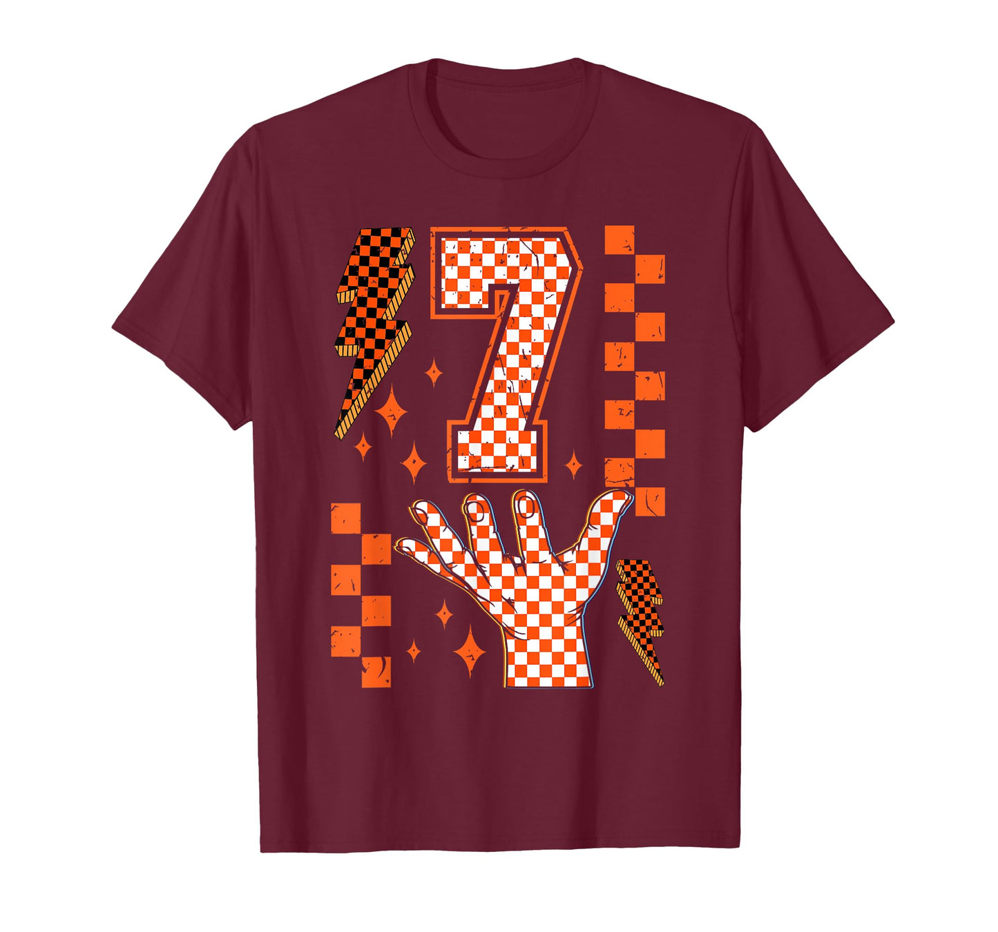 Number 7 Matching 67 Meme Checkered Halloween Costume Kids T-Shirt