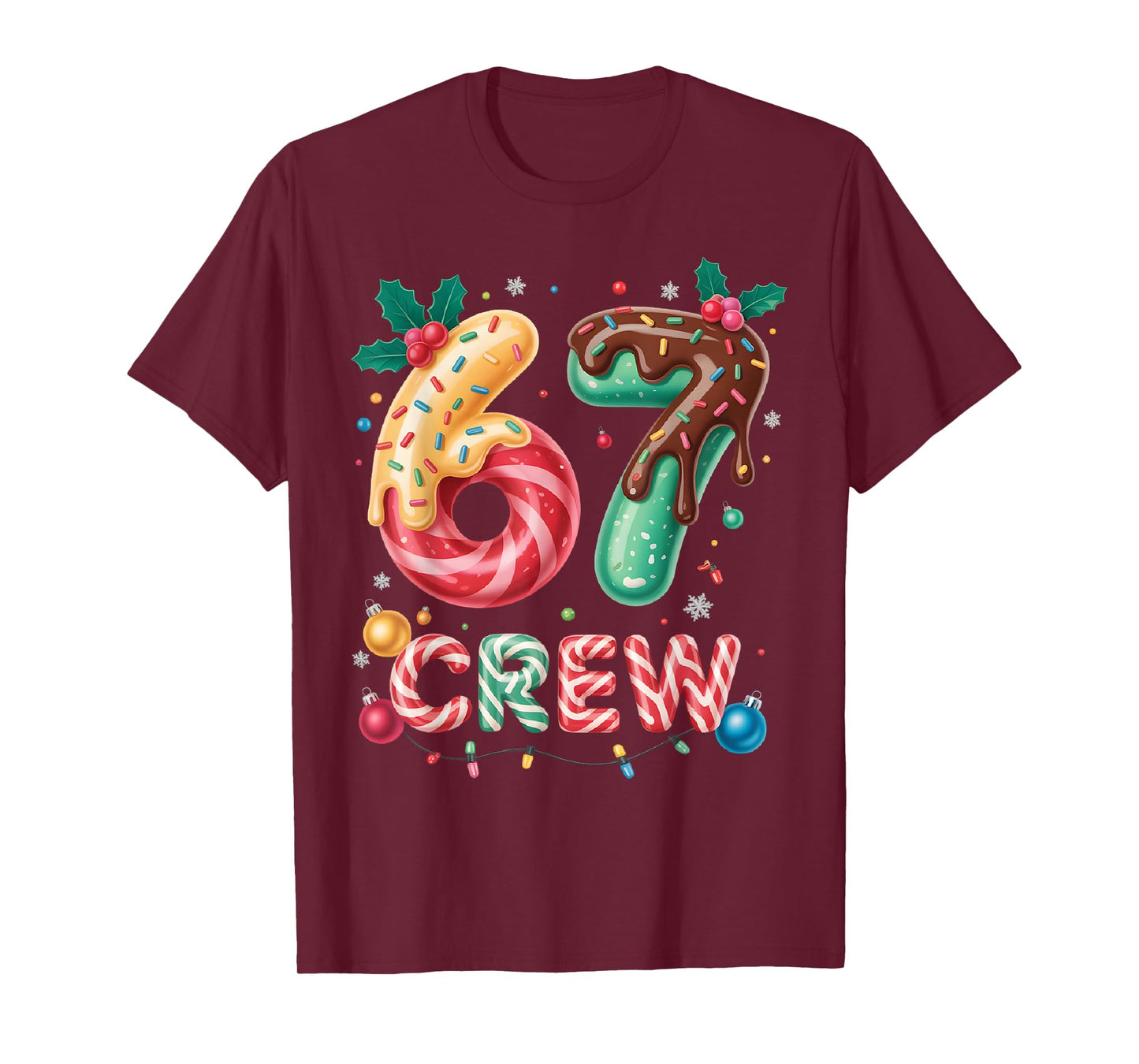 Funny 67 Six Seven Meme Christmas Crew Matching Outfit T-Shirt