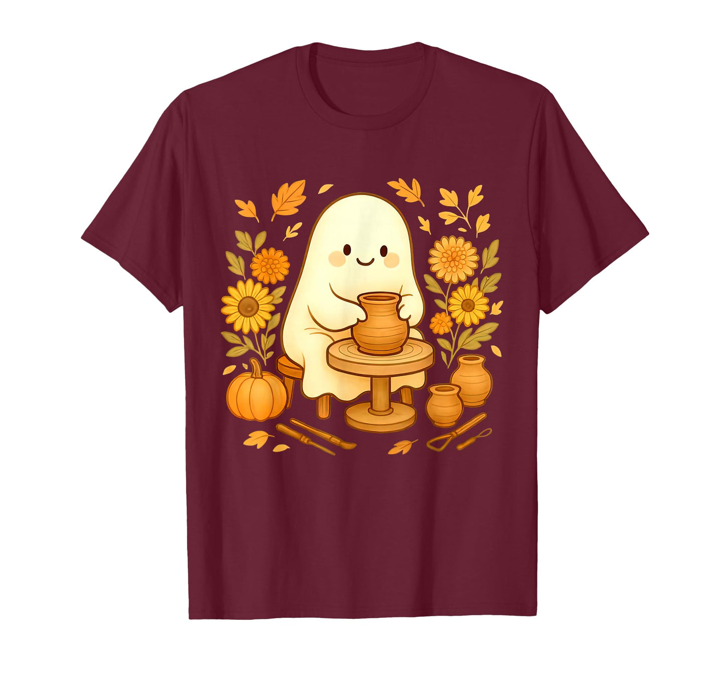 Halloween Ghost Pottery Fall Ceramic Artist Pumpkins Autumn T-Shirt