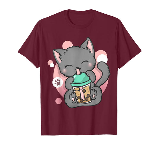 Cat Boba Tea Bubble Tea Anime Kawaii Neko T-Shirt