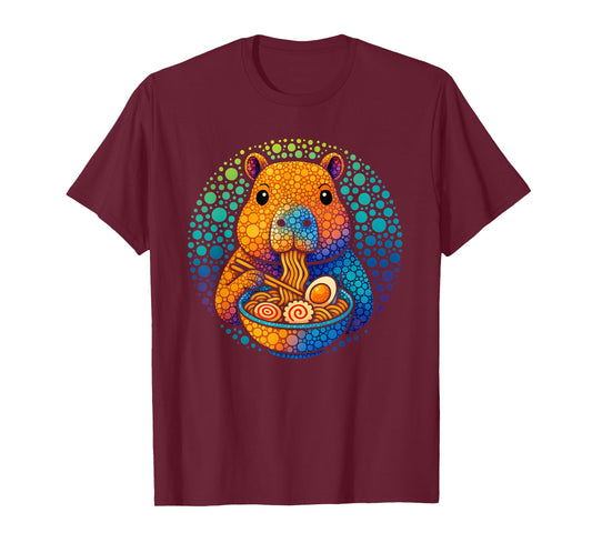 Capybara Polka Dot Ramen Graphic Kawaii Kids Capibara School T-Shirt