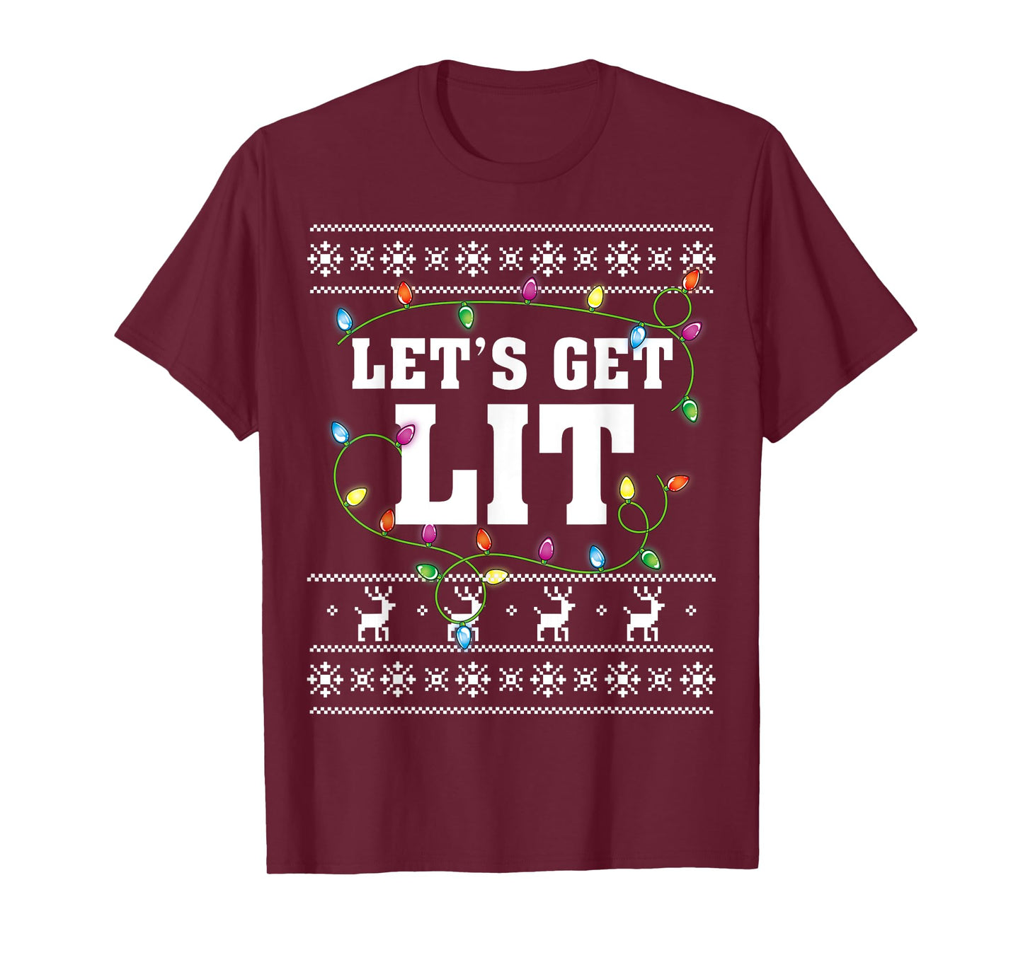 Christmas Shirt Men Women Kids Let's Get Lit Christmas T-Shirt
