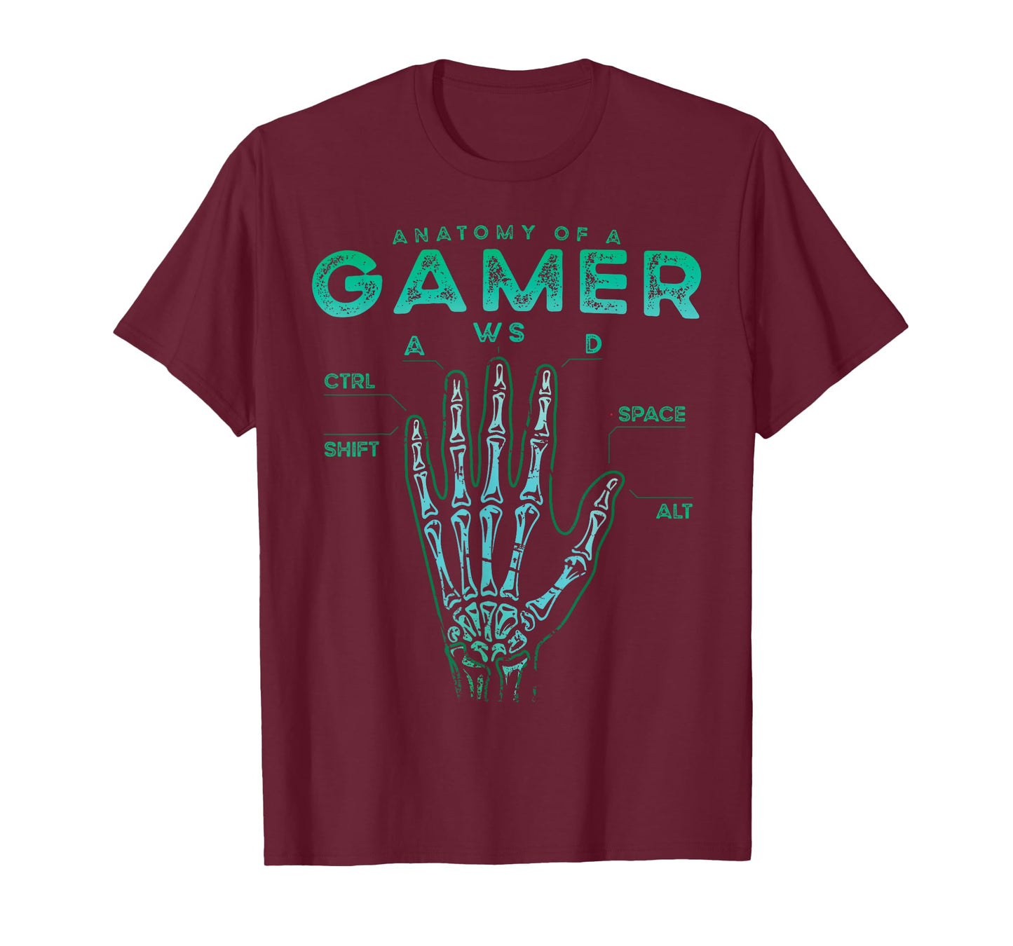 Gamer Anatomy Shirt Skeleton Hand Gaming Video Game T-Shirt