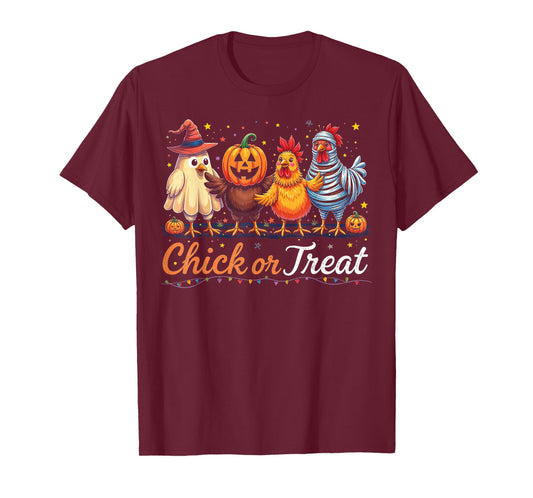 Funny Chick or Treat Halloween Witch Spooky Chicken Costume T-Shirt