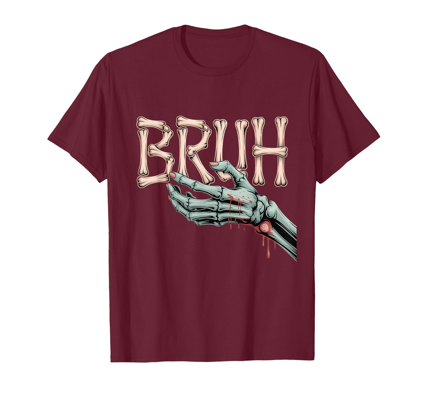 Bruh Skeleton Zombie Halloween Boys Kids Teens Graphic T-Shirt