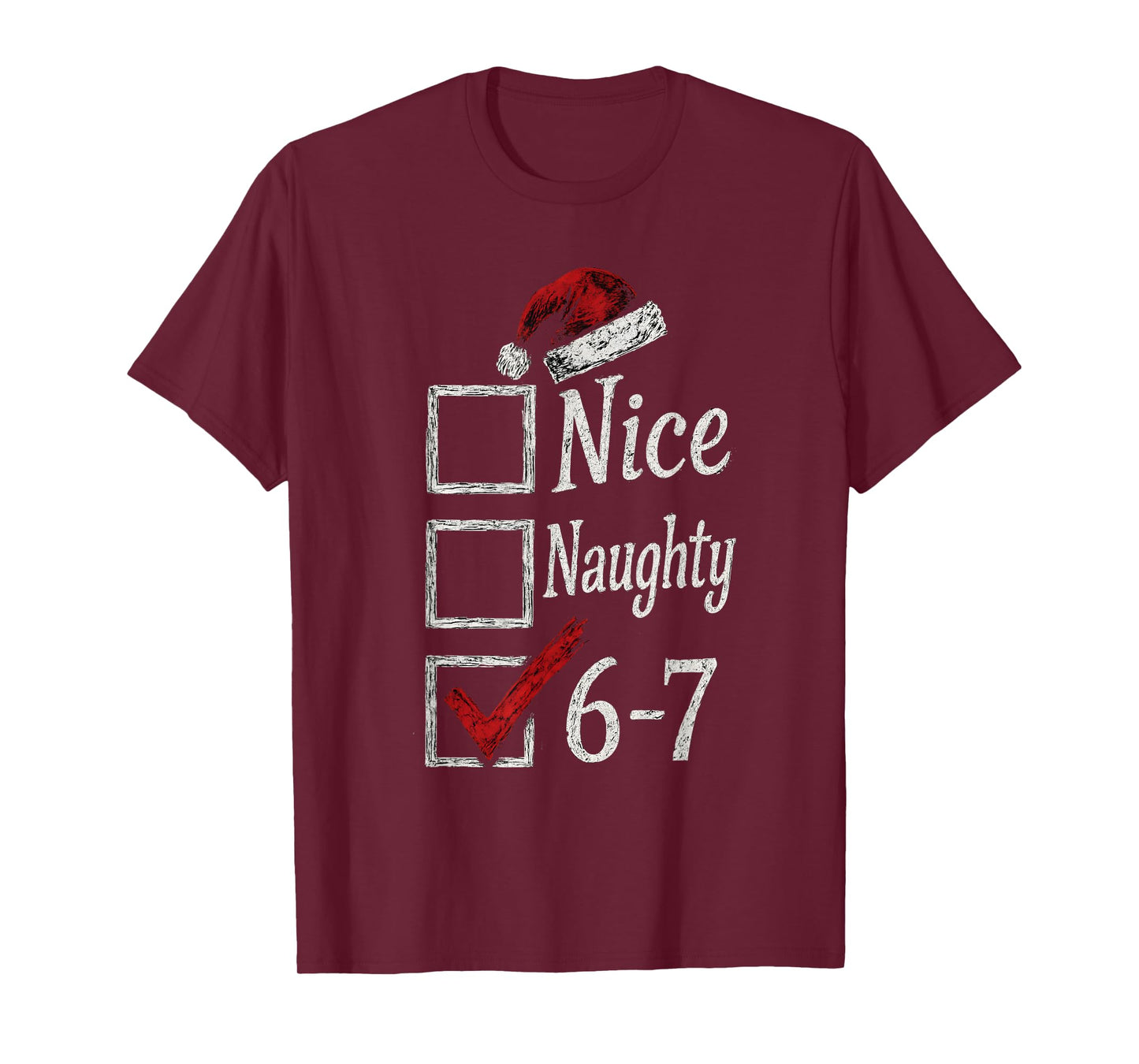 6-7 Meme Nice Naughty 67 Christmas Brain Rot Funny Graphic T-Shirt