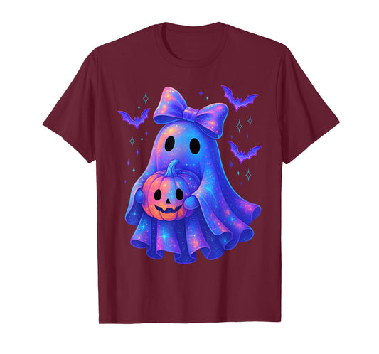 Cute Ghost Coquette Bow Halloween Spooky Season Girl Women T-Shirt