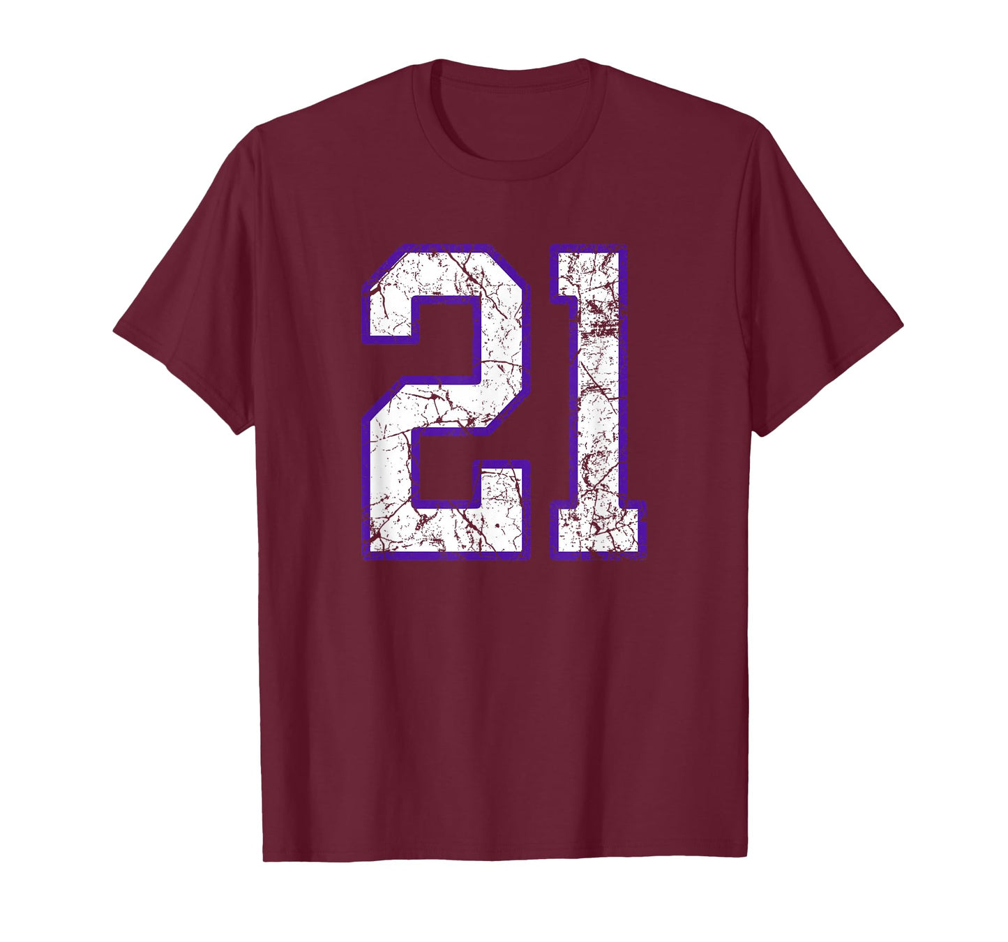 White and Purple Number 21 Jersey Player Uniform #21 T-Shirt