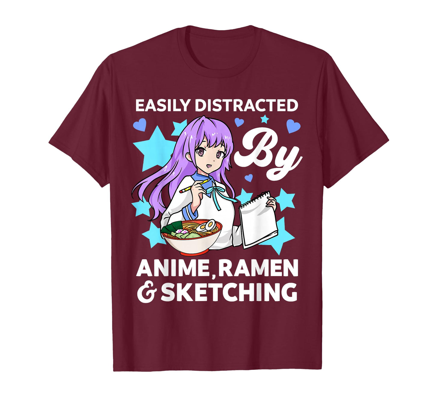 Easily Distracted By Anime Ramen and Sketching Drawing Art T-Shirt