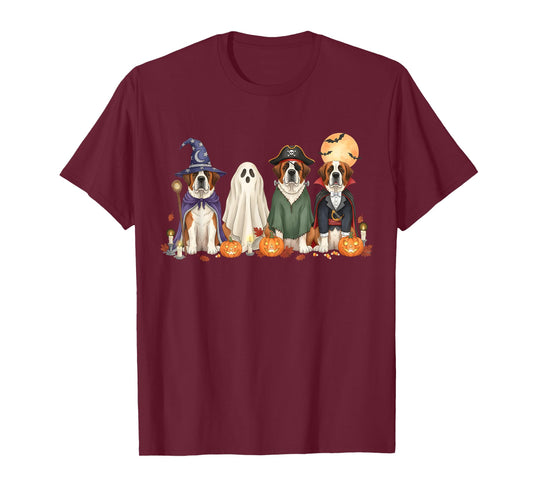 Spooky St. Bernard Dogs Ghost Witch Mummy Saint Bernard T-Shirt