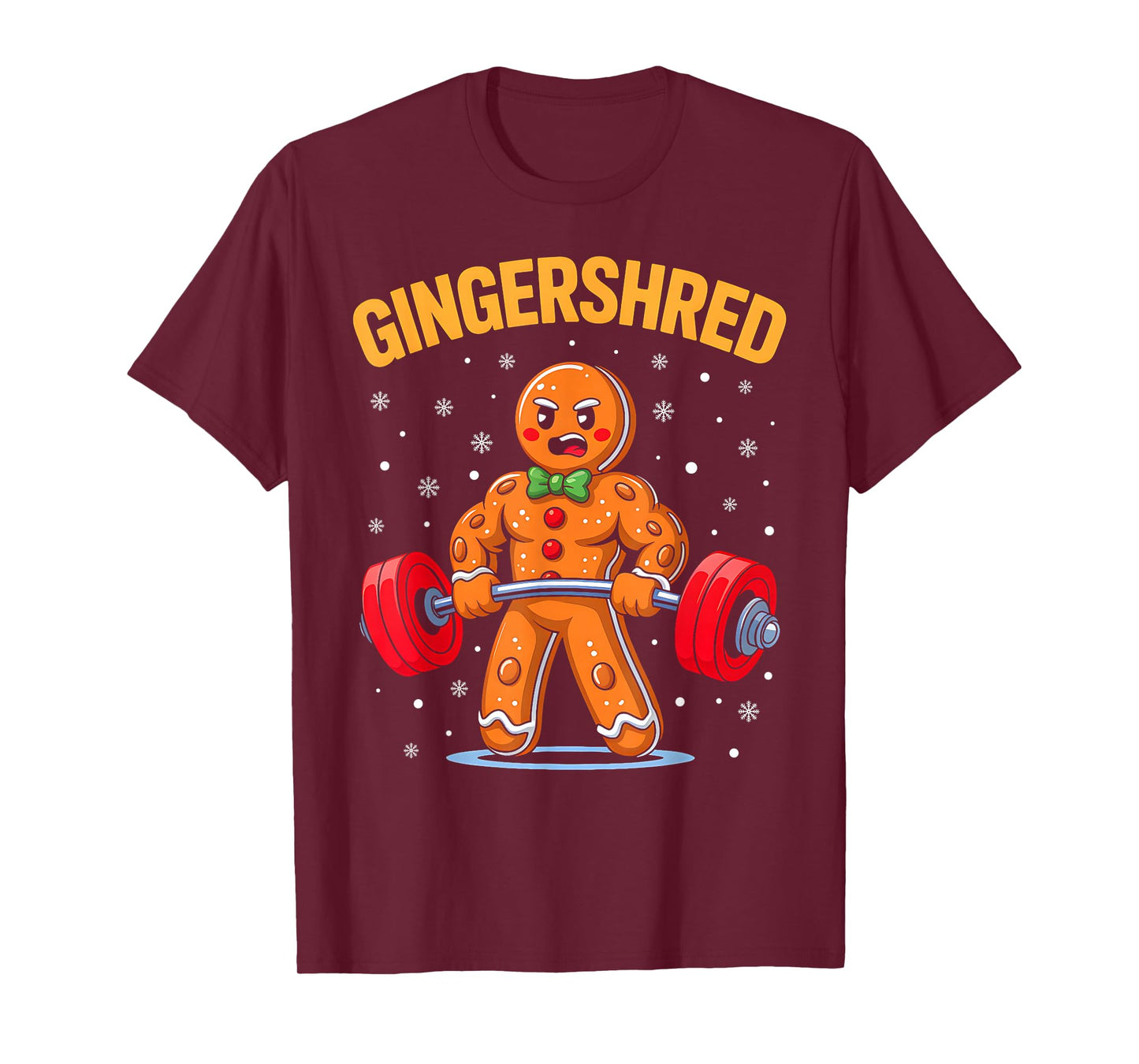Funny Christmas Gingerbread Man Gym Bodybuilding Gingershred T-Shirt