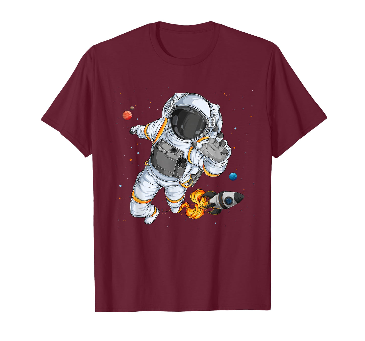 Flying Astronaut With Rocketship Outer Space T-Shirt