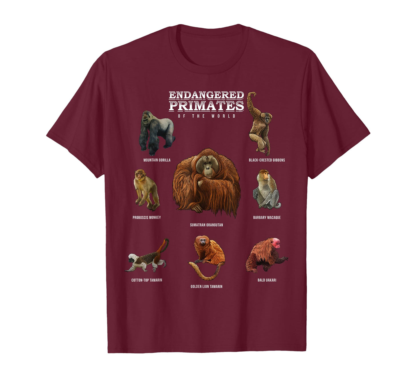 Endangered Primates of the World Shirt Wildlife Zoology Wild T-Shirt