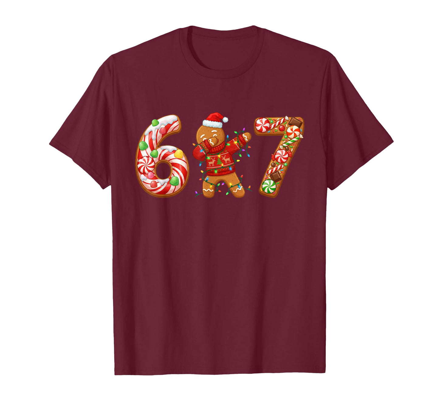 Dabbing Gingerbread Man 67 Meme Candy Christmas Sweets Boys T-Shirt