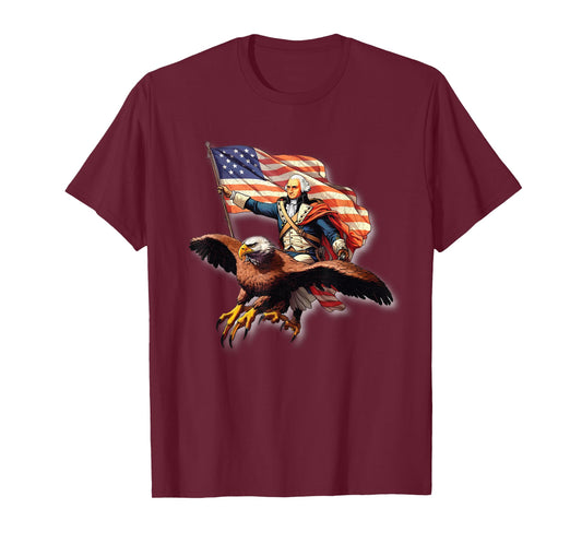 George Washington Riding A Bald Eagle Patriotic Woman Man T-Shirt
