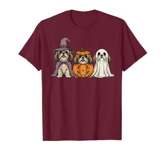 Spooky Ghost Shih Tzu Pumpkin Halloween Dog Lover T-Shirt
