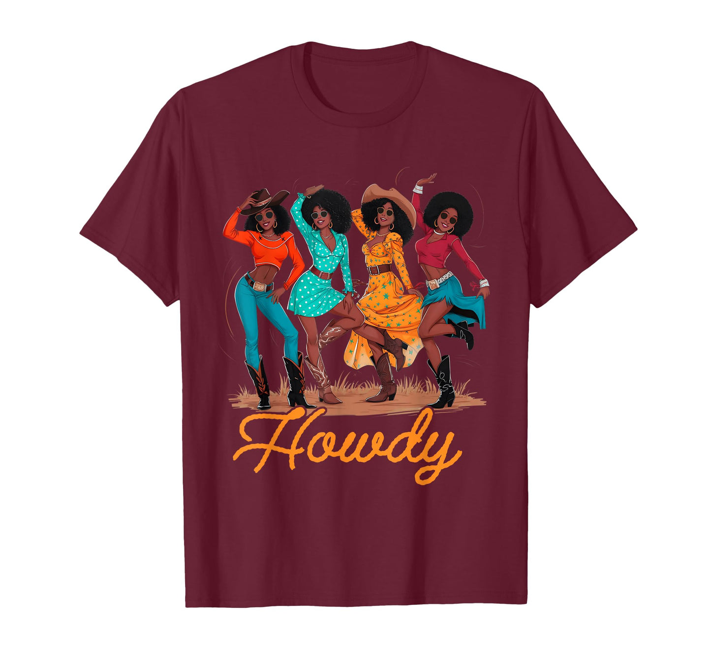 Black Cowgirls Line Dance Western Rodeo Country Music Texas T-Shirt