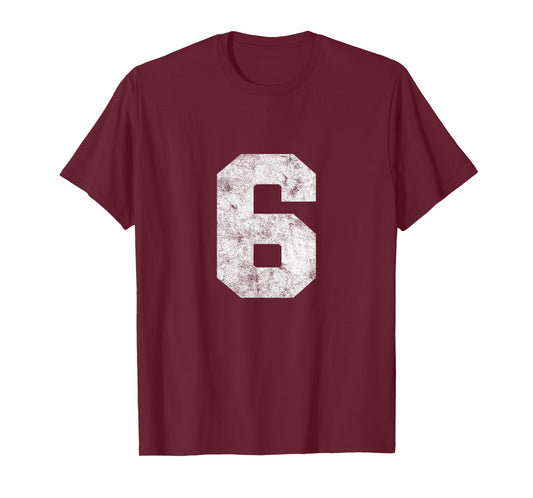 Vintage Lucky Number 6 Birthday Sports Player Team Athlete T-Shirt