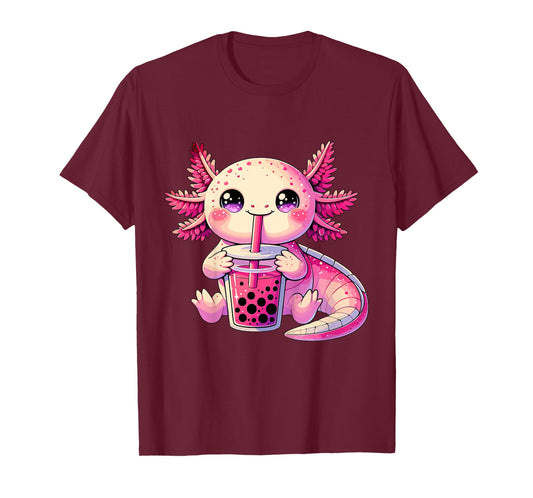 Axolotl Bubble Boba Tea Cute Kawaii Axolotl T-Shirt