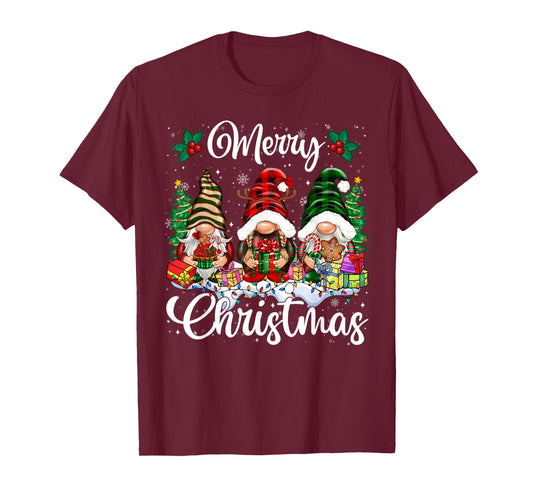 Cute Gnomes Merry Christmas Light Family Gnome Xmas Matching T-Shirt