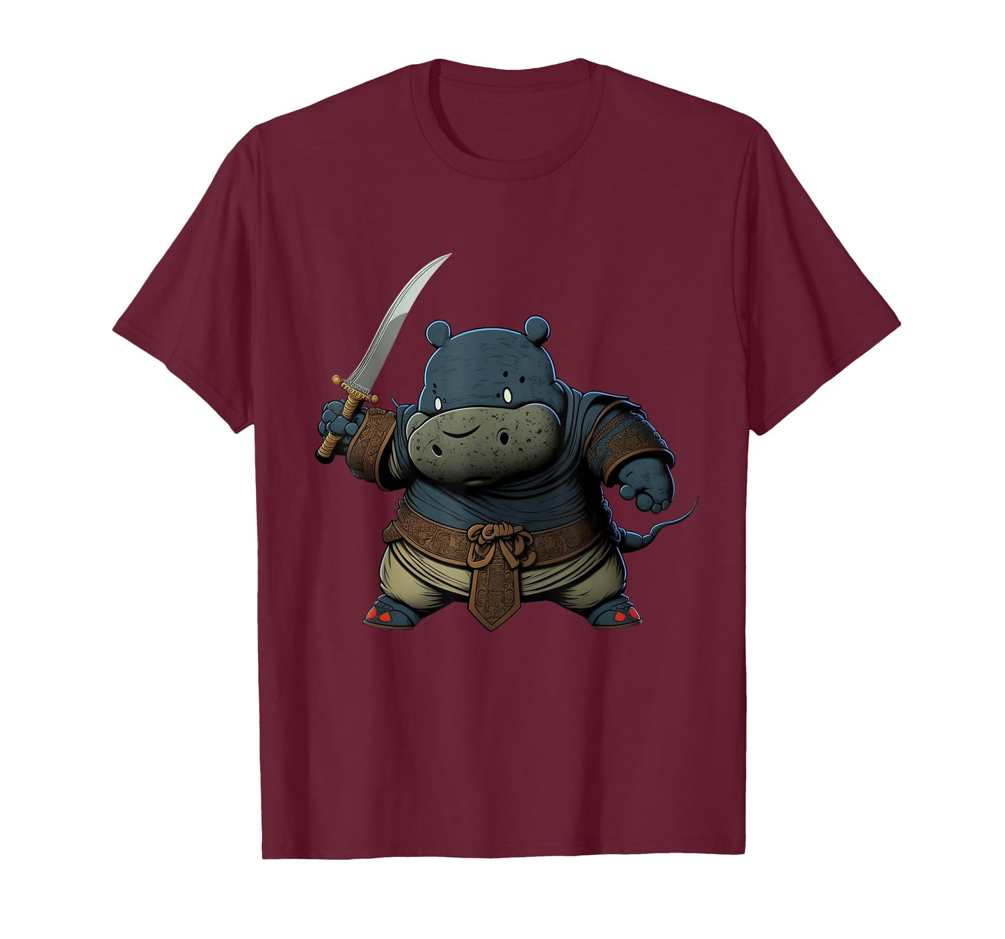 Cool Hippo Ninja Anime Japanese Art Kawaii Hippopotamus T-Shirt