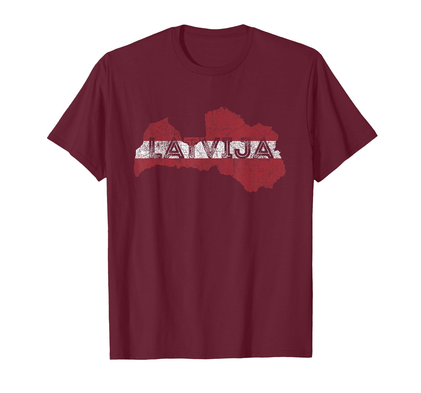 Latvian Map and Flag Souvenir - Distressed Latvija T-Shirt
