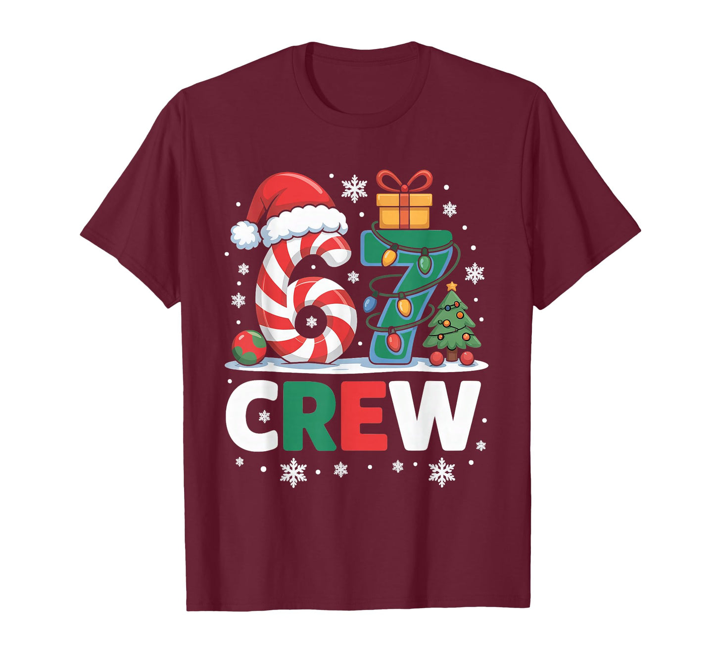 Christmas 67 Crew Brainrot Candy Cane Lights T-Shirt